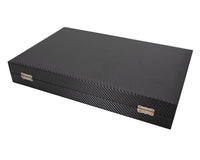 Italfama Set da Backgammon pieghevole in ecopelle nero e arancione
