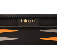 Italfama Set da Backgammon pieghevole in ecopelle nero e arancione