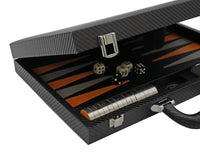 Italfama Set da Backgammon pieghevole in ecopelle nero e arancione