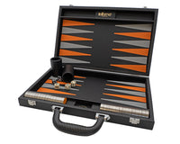 Italfama Set da Backgammon pieghevole in ecopelle nero e arancione