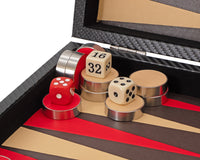 Italfama Set da Backgammon pieghevole in similpelle nero e rosso
