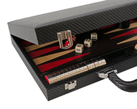 Italfama Set da Backgammon pieghevole in similpelle nero e rosso