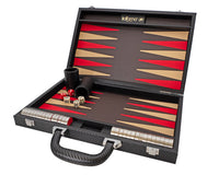 Italfama Set da Backgammon pieghevole in similpelle nero e rosso