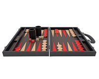 Italfama Set da Backgammon pieghevole in similpelle nero e rosso