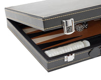 Set Backgammon Pieghevole in Similpelle Italfama Nero e Beige