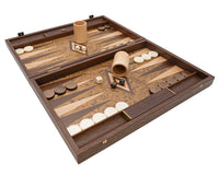 Il set da backgammon di lusso Manopoulos in radica di noce e wengé, con bicchieri da backgammon