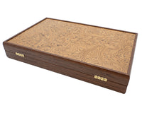 Il set da backgammon di lusso Manopoulos in radica di noce e wengé, con bicchieri da backgammon
