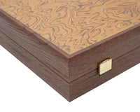 Il set da backgammon di lusso Manopoulos in radica di noce e wengé, con bicchieri da backgammon