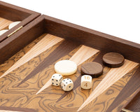 Il set da backgammon di lusso Manopoulos in radica di noce e wengé, con bicchieri da backgammon