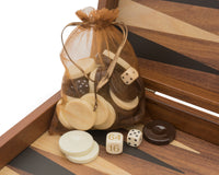 Manopoulos Set da Backgammon Club Grande in noce nero e rovere con bicchieri da backgammon Deluxe in vinile