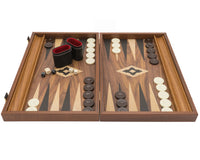 Manopoulos Set da Backgammon Club Grande in noce nero e rovere con bicchieri da backgammon Deluxe in vinile