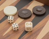 Manopoulos Set da Backgammon Club Grande in noce nero e rovere con bicchieri da backgammon Deluxe in vinile