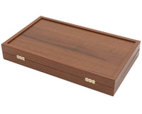 Manopoulos - Set da backgammon Club compatto in noce, nero e rovere con bicchieri da backgammon Deluxe in vinile