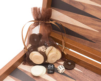 Manopoulos - Set da backgammon Club compatto in noce, nero e rovere con bicchieri da backgammon Deluxe in vinile