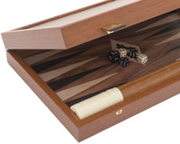 Manopoulos - Set da backgammon Club compatto in noce, nero e rovere con bicchieri da backgammon Deluxe in vinile