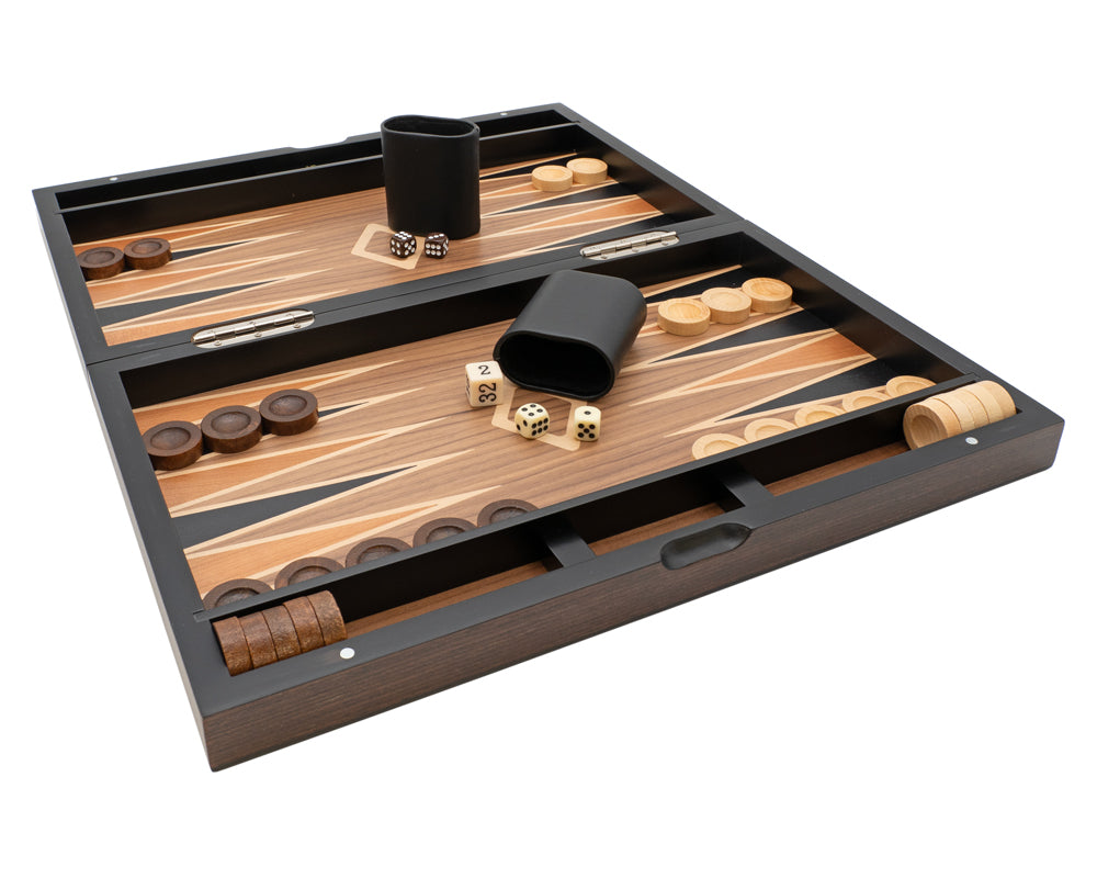 Italfama Set da Backgammon pieghevole in legno con sacchetto protettivo