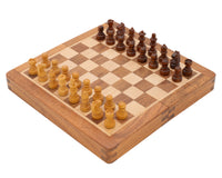 Set di scacchi di lusso pieghevole da viaggio in legno duro, magnetico, 19 cm