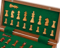Set di scacchi di lusso da viaggio pieghevole in legno massello, magnetico, 25 cm