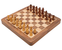 Set di scacchi di lusso da viaggio pieghevole in legno massello, magnetico, 25 cm