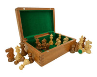 Pezzi degli scacchi Staunton Fierce Knight in Sheesham - 7,6 cm, con custodia per pezzi degli scacchi in legno scuro inclusa