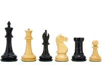 Oxford Series ebonised and natural boxwood chess pieces, 3.75 inches, hand crafted, weighted, and felted, set for 19-inch board