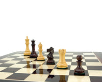 Sicilian Series Rosewood and Boxwood Chess Pieces on Chess Board, featuring 3.75-inch King, Classic Staunton Design