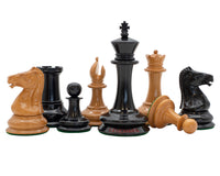 Leuchar Reproduction Ebony & Antiqued Boxwood Luxury Chess Pieces - 8.3cm