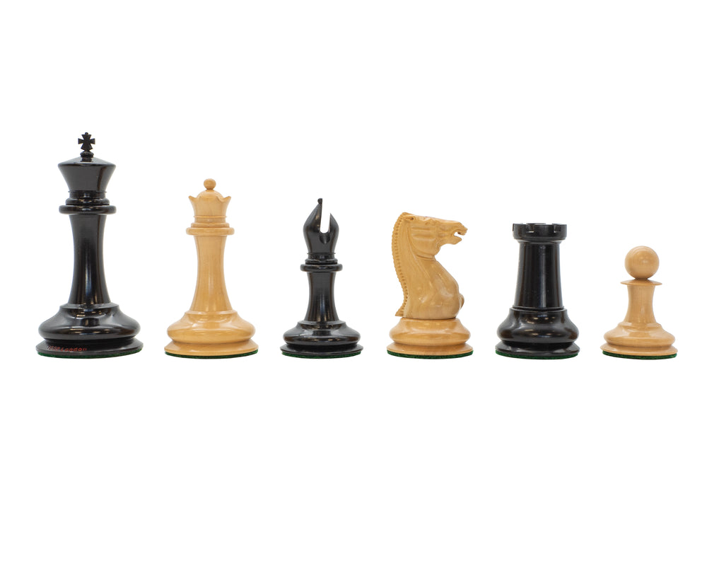 Pezzi degli scacchi Replica esatta 1850 London in ebano - Edizione numerata e limitata - 8,9 cm - Custodia per pezzi degli scacchi inclusa