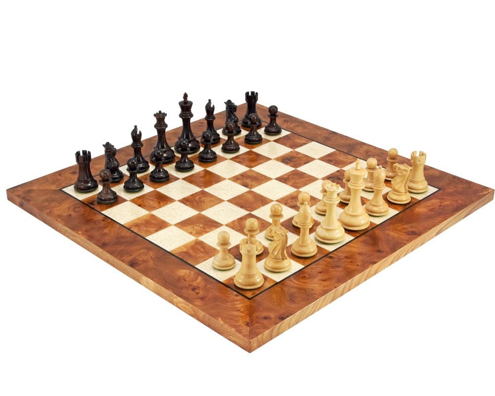 Sicilian Rosewood and Briarwood Luxury Chess Set with Handcrafted Italian Board