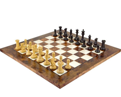 Set di scacchi Old English Elite in ebano e radica di lusso
