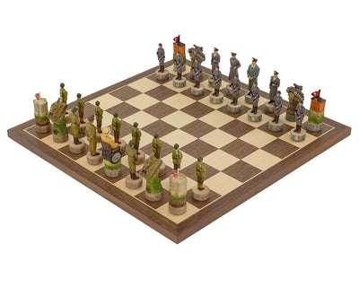 Set di scacchi a tema Seconda guerra mondiale 'Hitler vs Roosevelt', dipinto a mano, Italfama