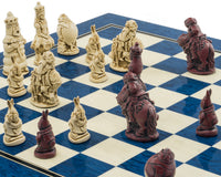 The Berkeley Chess Alice in Wonderland Cardinal Blue Chess Set