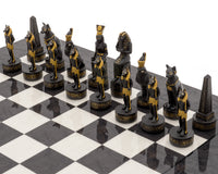 The Ancient Egypt Hand-Painted Themed Luxury Charcoal Chess Set by Italfama
