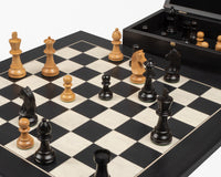 The Down Head Knight and Black Deluxe Chess Set with Case