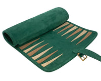 Manopoulos - set da Backgammon arrotolabile in camoscio da viaggio - Verde