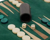Manopoulos - set da Backgammon arrotolabile in camoscio da viaggio - Verde