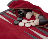 Manopoulos Set da Backgammon arrotolabile da viaggio in camoscio - Bordeaux
